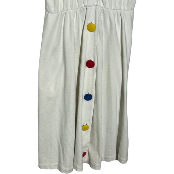 Vintage 90s White Cotton Dress with Rainbow Button Detail - Picture 10 of 14